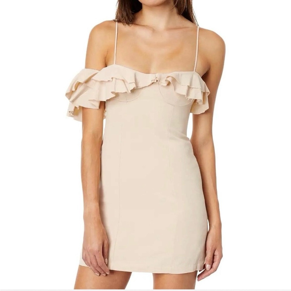 Mango Cream Ruffle Mini Dress